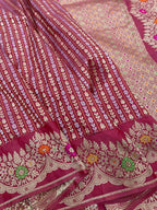Pink Banarasi Handloom Pure Katan Silk Sona Roopa Saree - Luxurion World