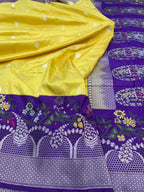 Timeless Elegance: Exquisite Yellow Banarasi Handloom Pure Katan Silk Saree - Luxurion World
