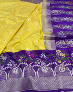 Timeless Elegance: Exquisite Yellow Banarasi Handloom Pure Katan Silk Saree - Luxurion World