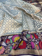 Elegant Blue Banarasi Handloom Pure Tissue Silk Saree - Luxurion World