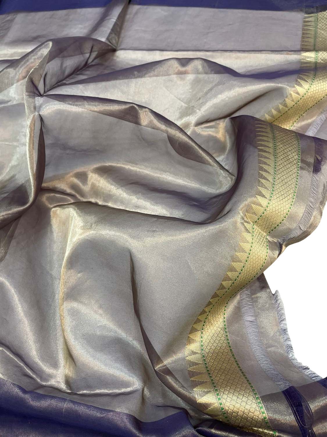 Elegant Blue Banarasi Handloom Pure Tissue Silk Saree - Luxurion World