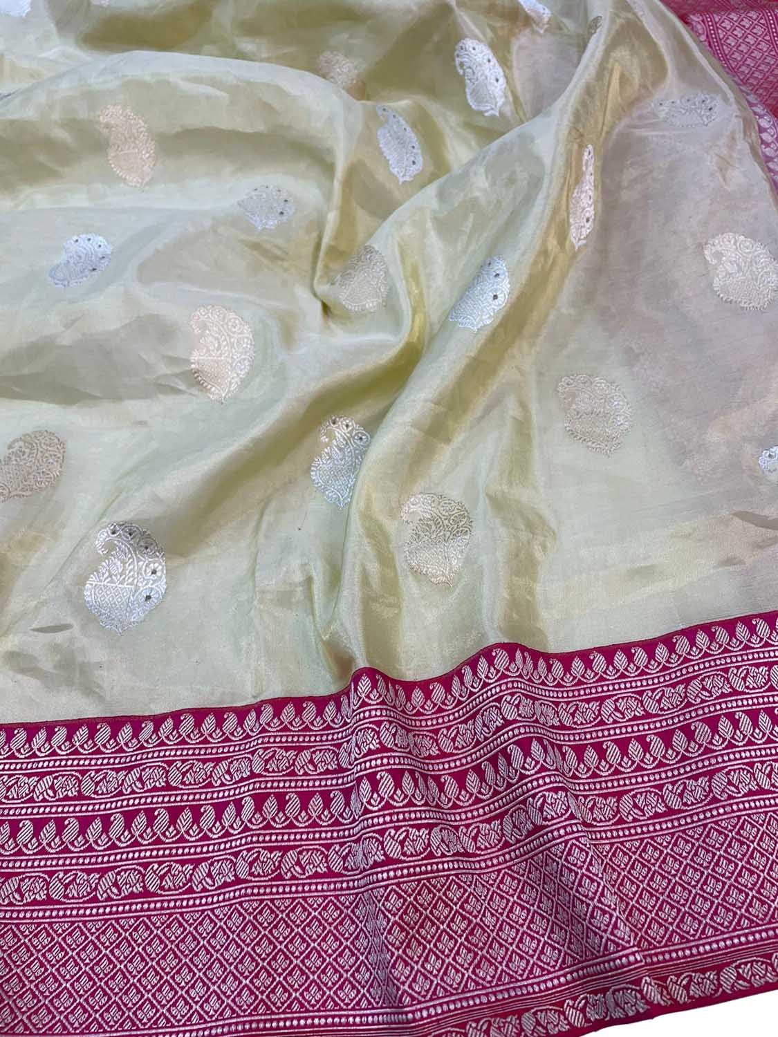 Elegant Pastel Banarasi Handloom Pure Tissue Silk Saree - Luxurion World