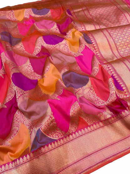 Exquisite Multicolor Banarasi Rangkat Handloom Pure Katan Silk Saree - Luxurion World