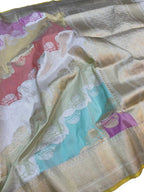 Stunning Multicolor Banarasi Rangkat Handloom Pure Katan Silk Saree - Luxurion World