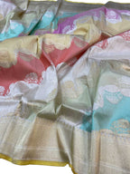 Stunning Multicolor Banarasi Rangkat Handloom Pure Katan Silk Saree - Luxurion World
