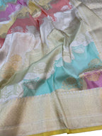 Stunning Multicolor Banarasi Rangkat Handloom Pure Katan Silk Saree - Luxurion World