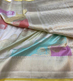 Stunning Multicolor Banarasi Rangkat Handloom Pure Katan Silk Saree - Luxurion World