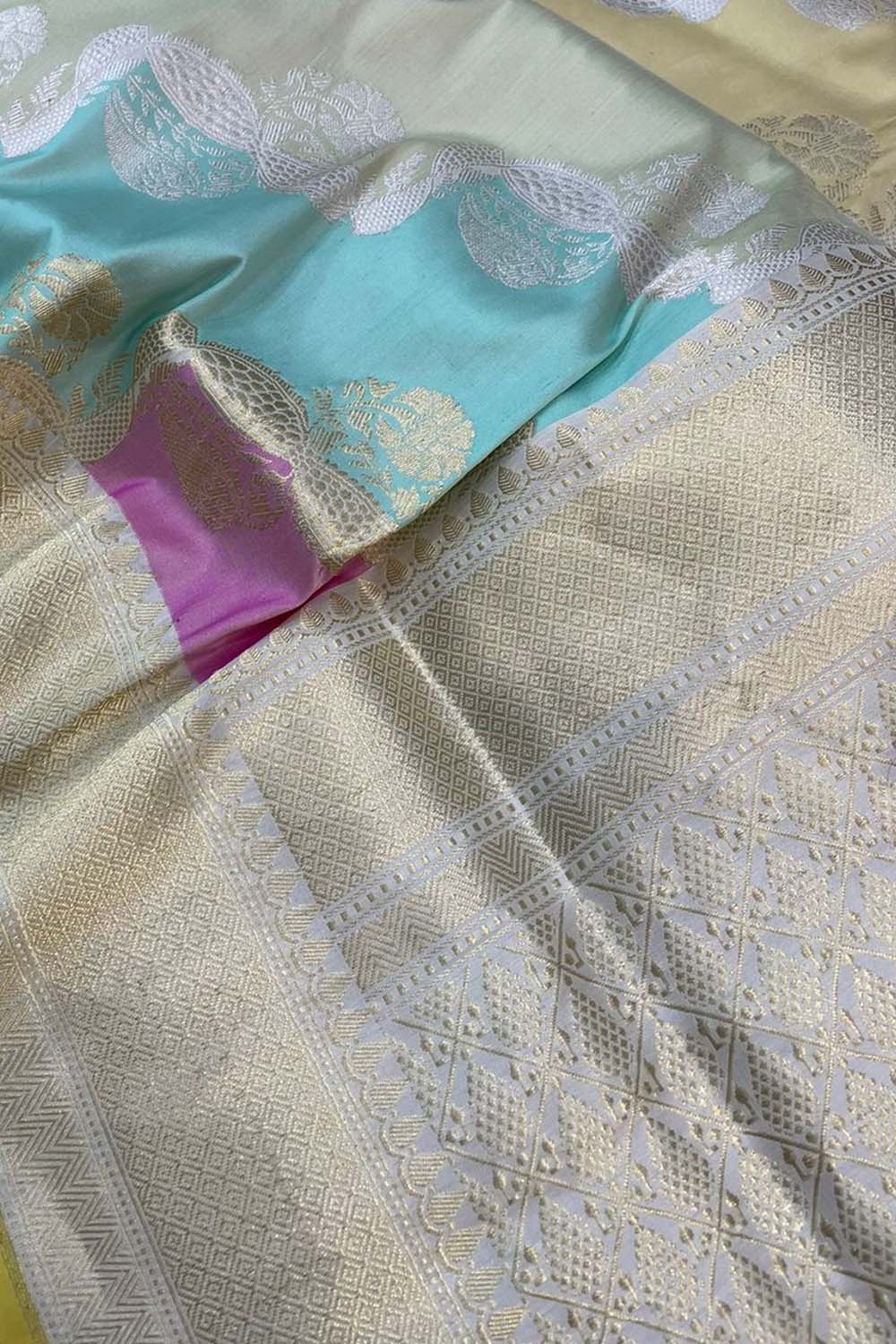 Stunning Multicolor Banarasi Rangkat Handloom Pure Katan Silk Saree - Luxurion World