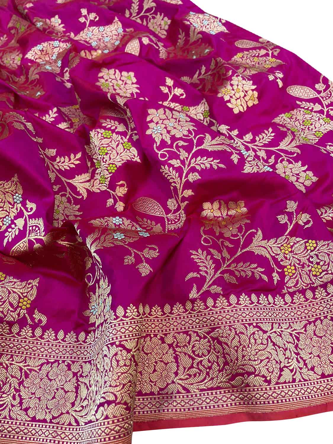 Elegant Pink Banarasi Handloom Pure Katan Silk Saree - Luxurion World