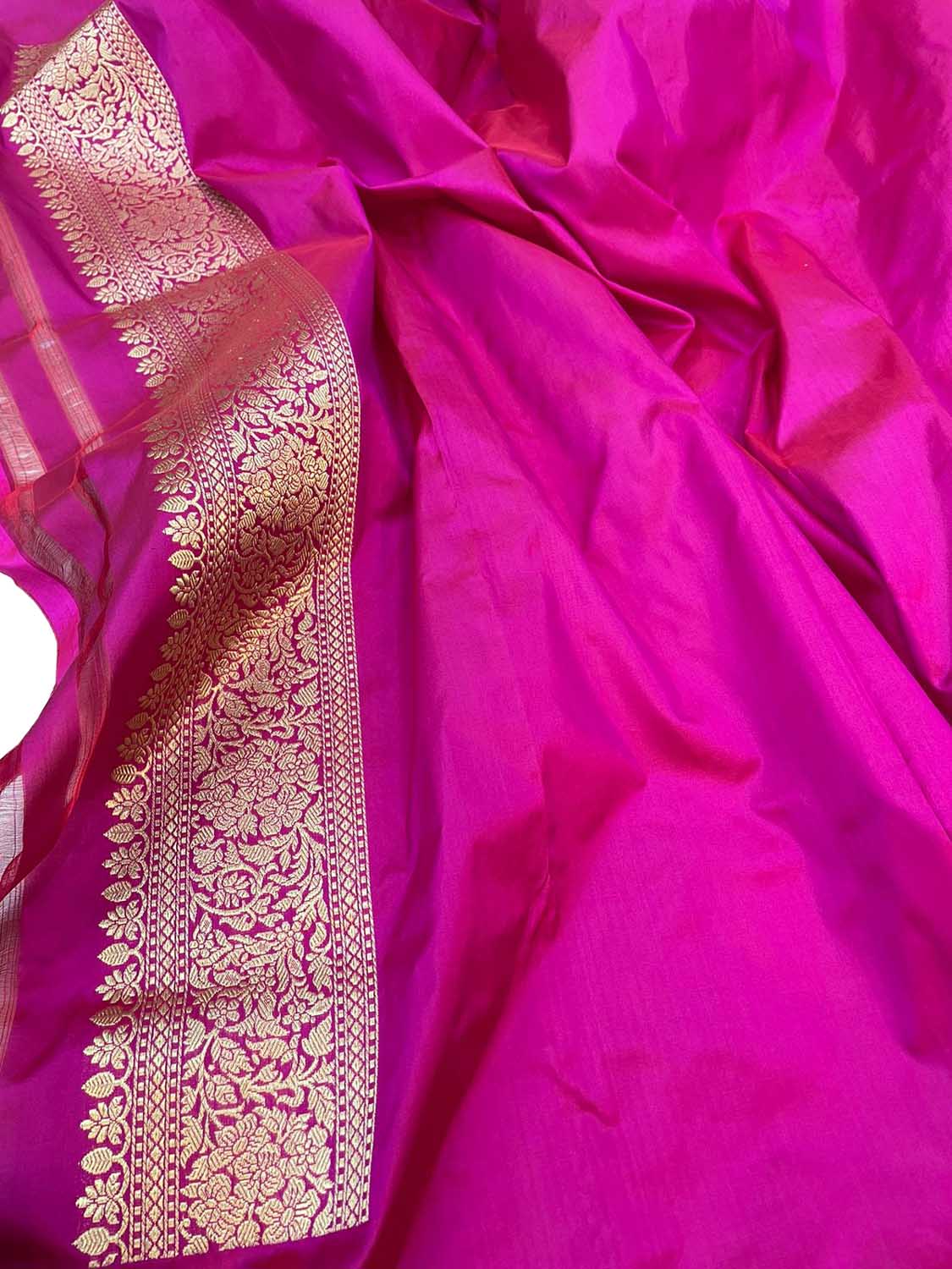 Elegant Pink Banarasi Handloom Pure Katan Silk Saree - Luxurion World