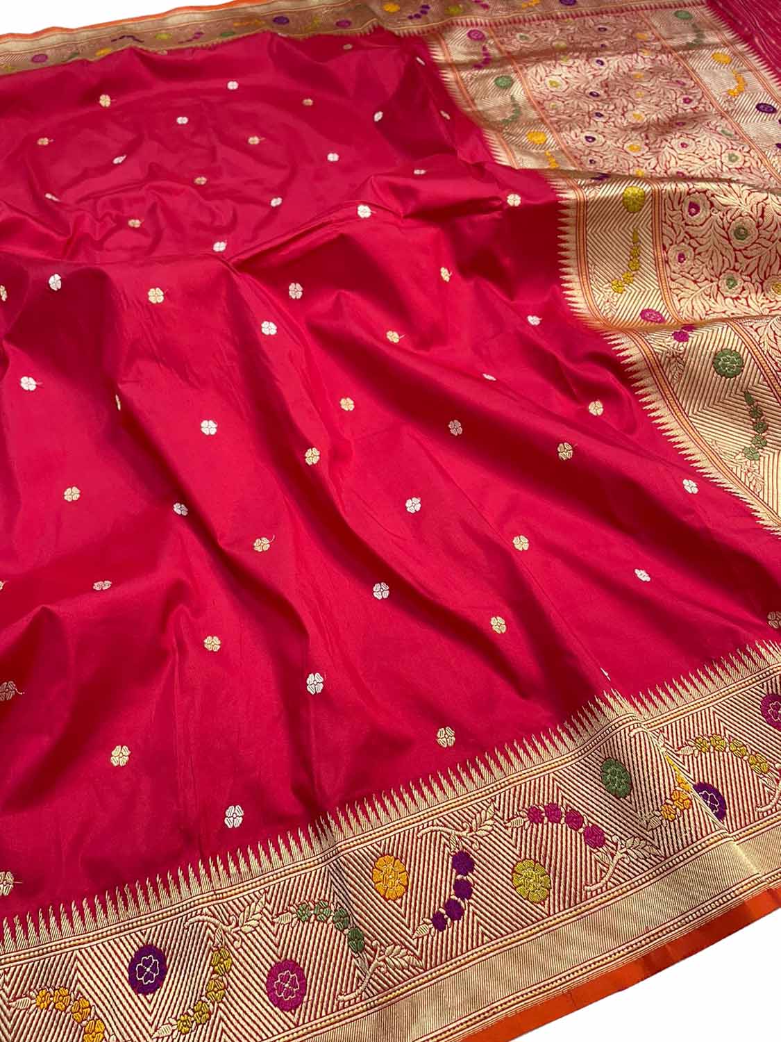 Elegant Reddish Pink Banarasi Handloom Pure Katan Silk Saree - Luxurion World
