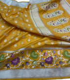 Exquisite Yellow Banarasi Handloom Pure Katan Silk Saree - Luxurion World