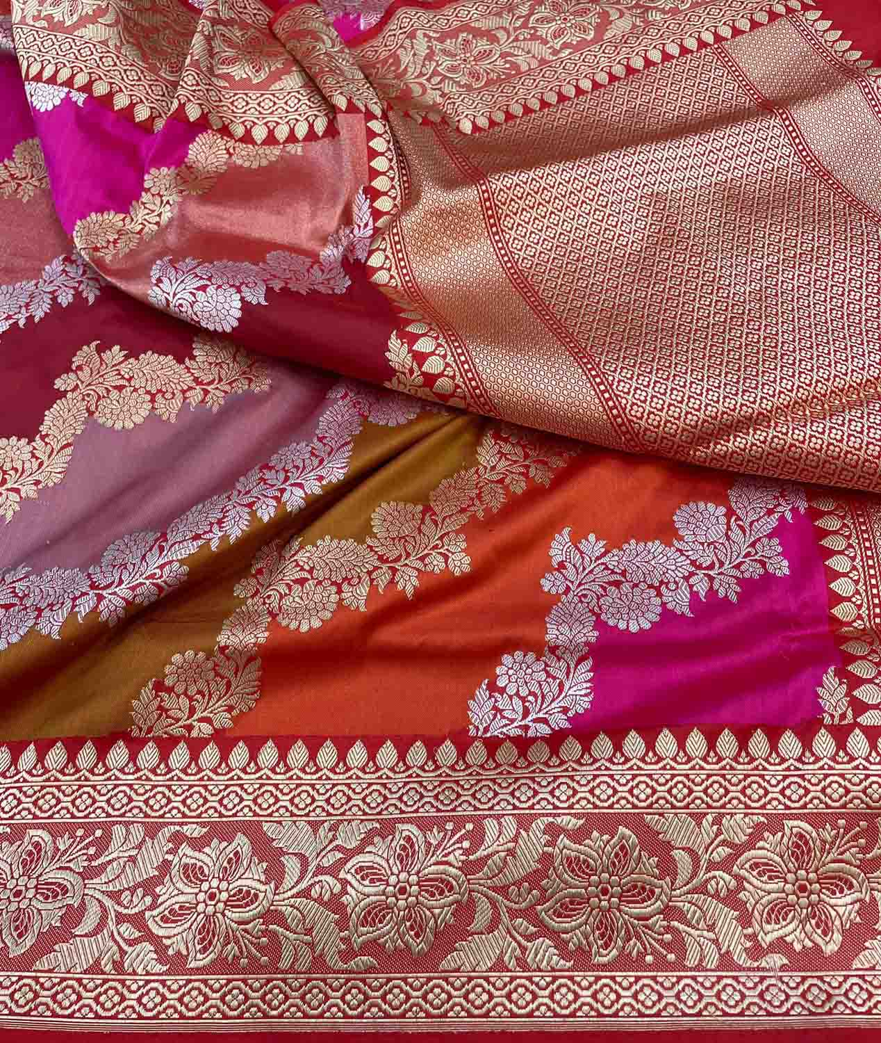Exquisite Multicolor Banarasi Handloom Rangkat Pure Katan Silk Saree - Luxurion World