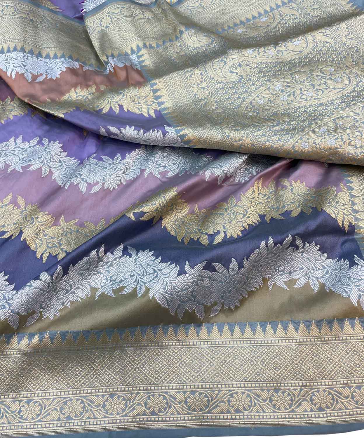 Exquisite Multicolor Banarasi Handloom Rangkat Pure Katan Silk Saree - Luxurion World