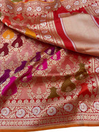 Exquisite Multicolor Banarasi Handloom Rangkat Pure Katan Silk Saree - Luxurion World