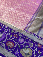 Elegant Pink Banarasi Silk Saree with Meenakari Border - Luxurion World