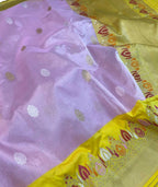 Elegant Pink Banarasi Tissue Silk Saree with Meenakari Border - Luxurion World