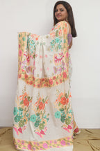 Dyeable Meenakari Banarasi Pure Georgette Flower Design Saree - Luxurion World