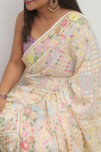 Dyeable Meenakari Flower Design Banarasi Pure Georgette Saree - Luxurion World