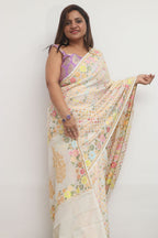 Dyeable Meenakari Flower Design Banarasi Pure Georgette Saree - Luxurion World