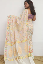 Dyeable Meenakari Flower Design Banarasi Pure Georgette Saree - Luxurion World