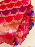 Multicolor Handloom Banarasi Pure Katan Silk Rangkat Saree - Luxurion World