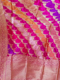 Multicolor Handloom Banarasi Pure Katan Silk Rangkat Saree - Luxurion World