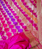 Multicolor Handloom Banarasi Pure Katan Silk Rangkat Saree - Luxurion World