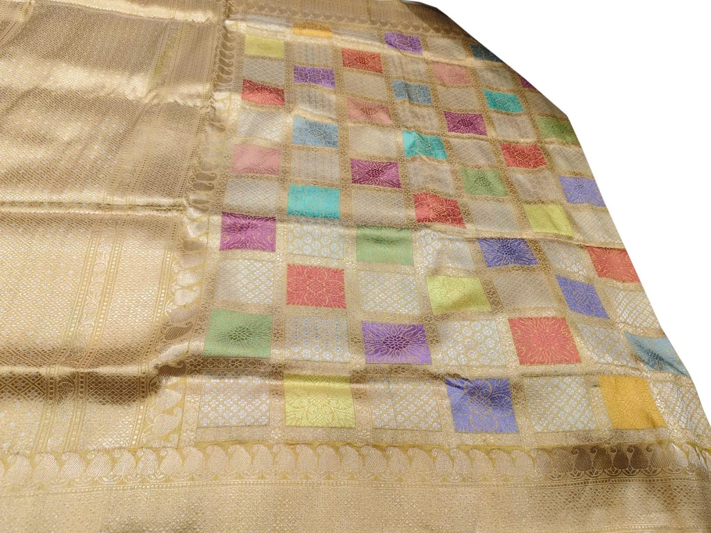Exquisite Multicolor Banarasi Handloom Pure Katan Silk Rangkat Saree - Luxurion World