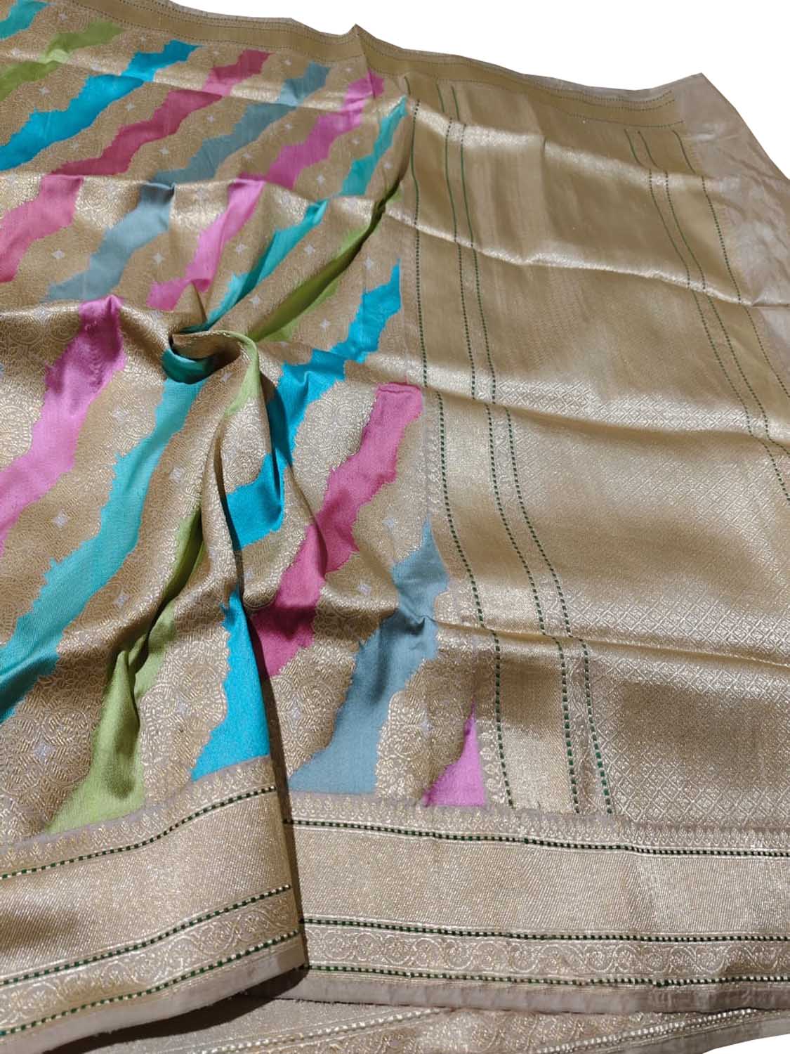Exquisite Multicolor Banarasi Handloom Pure Katan Silk Rangkat Saree - Luxurion World