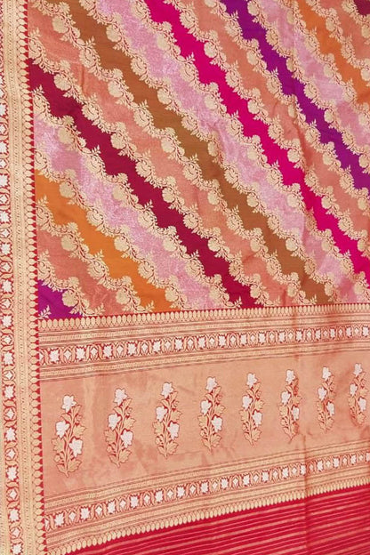 Exquisite Multicolor Banarasi Handloom Pure Katan Silk Rangkat Saree - Luxurion World