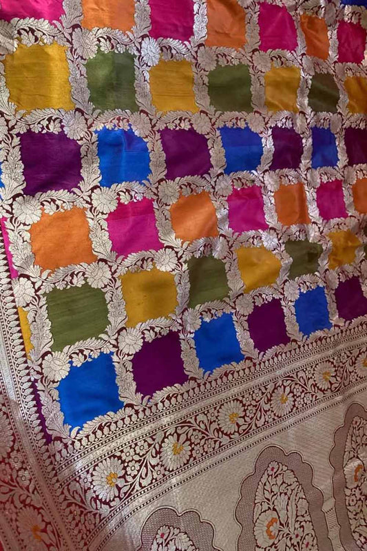 Exquisite Multicolor Banarasi Handloom Pure Katan Silk Rangkat Saree - Luxurion World