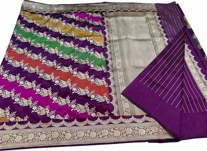 Exquisite Multicolor Banarasi Handloom Pure Katan Silk Rangkat Saree - Luxurion World