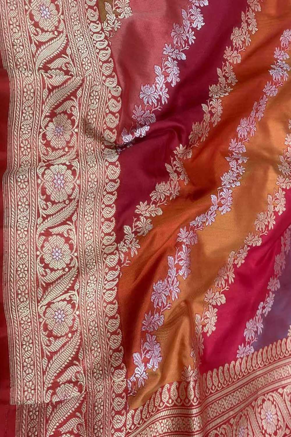 Exquisite Multicolor Banarasi Handloom Pure Katan Silk Rangkat Saree - Luxurion World