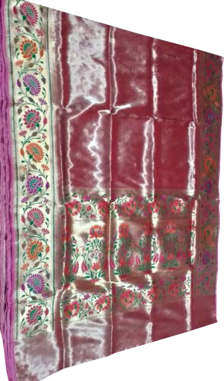 Elegant Pink Banarasi Tissue Silk Saree - Luxurion World