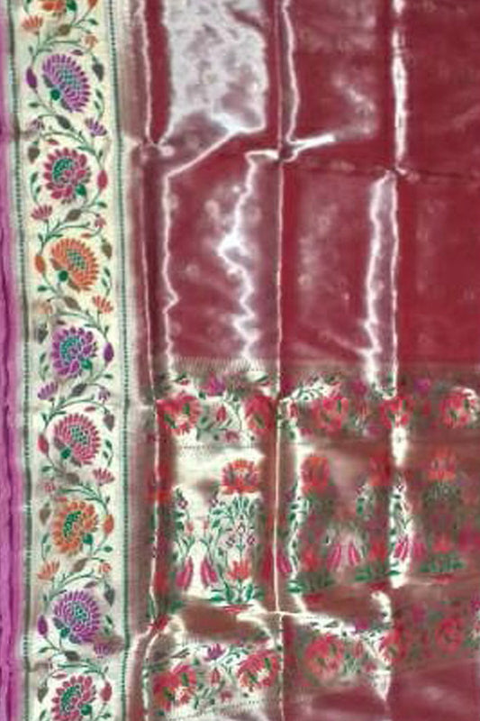 Elegant Pink Banarasi Tissue Silk Saree