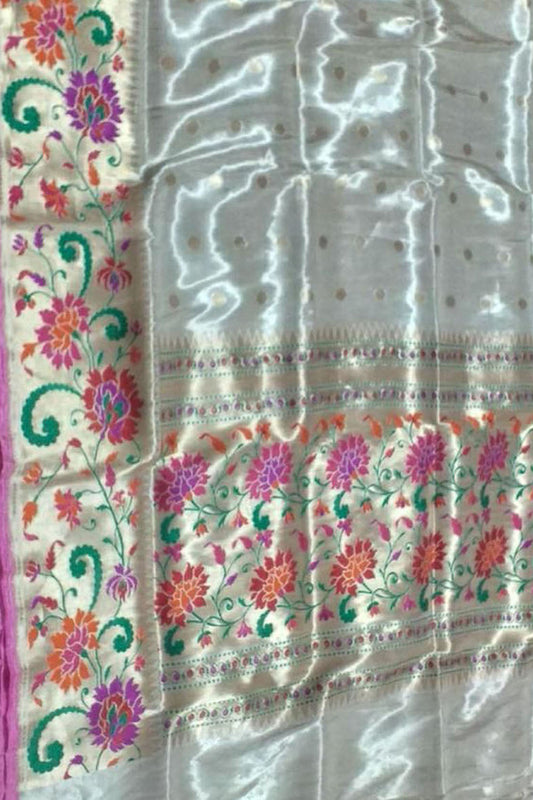 Elegant Off White Banarasi Handloom Silk Saree