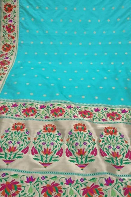 Elegant Blue Banarasi Handloom Silk Saree