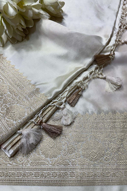 Dyeable Banarasi Mashru Silk Plain Saree - Luxurion World