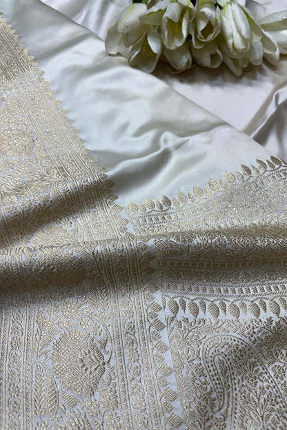 Dyeable Banarasi Mashru Silk Plain Saree - Luxurion World