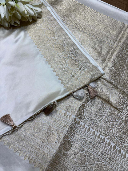 Dyeable Banarasi Mashru Silk Plain Saree - Luxurion World