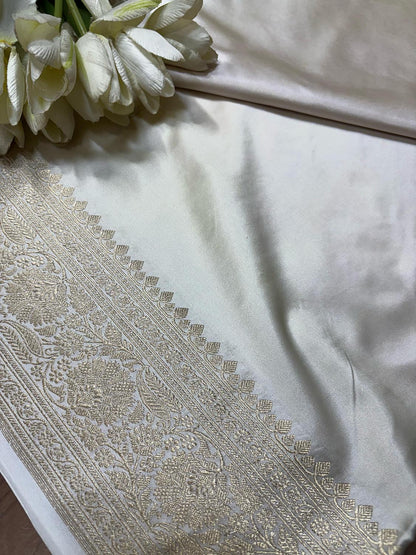 Dyeable Banarasi Mashru Silk Plain Saree - Luxurion World