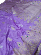 Elegant Purple Banarasi Handloom Pure Katan Silk Meenakari Saree - Luxurion World