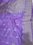 Elegant Purple Banarasi Handloom Pure Katan Silk Meenakari Saree - Luxurion World