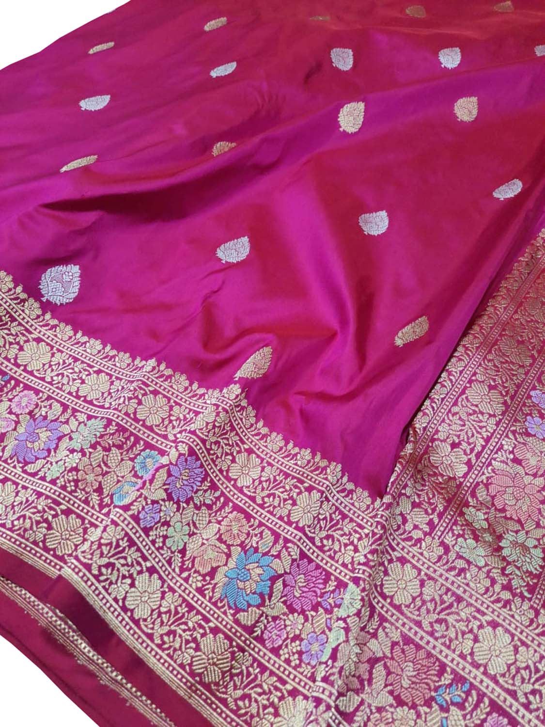 Elegant Pink Banarasi Handloom Pure Katan Silk Meenakari Saree - Luxurion World