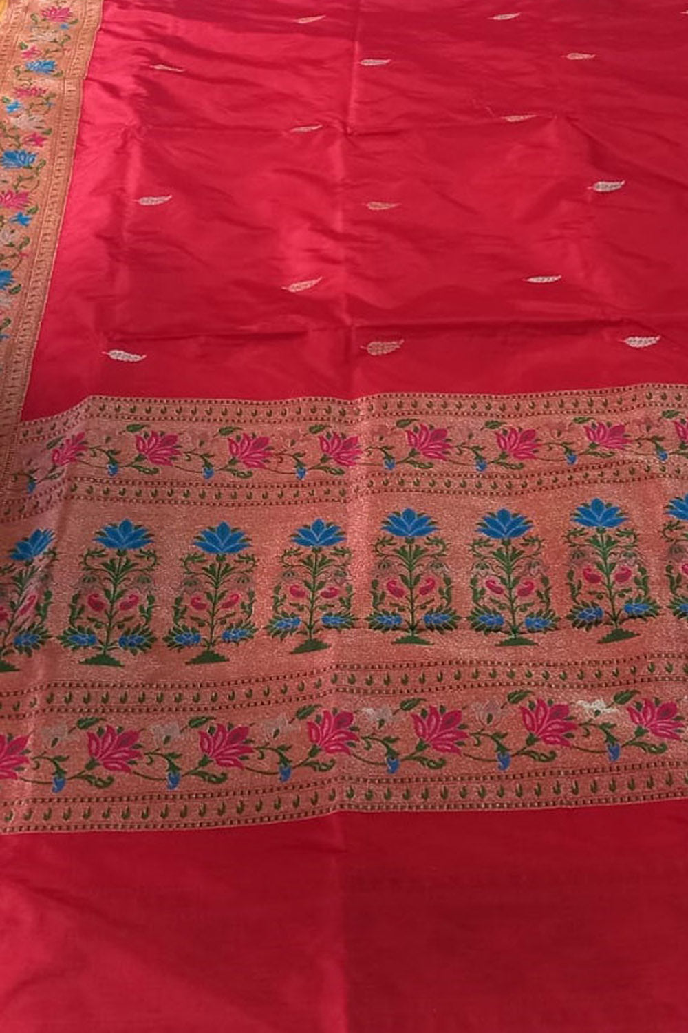 Pink Pure Katan Silk Banarasi Handloom Paithani Border Saree - Luxurion World