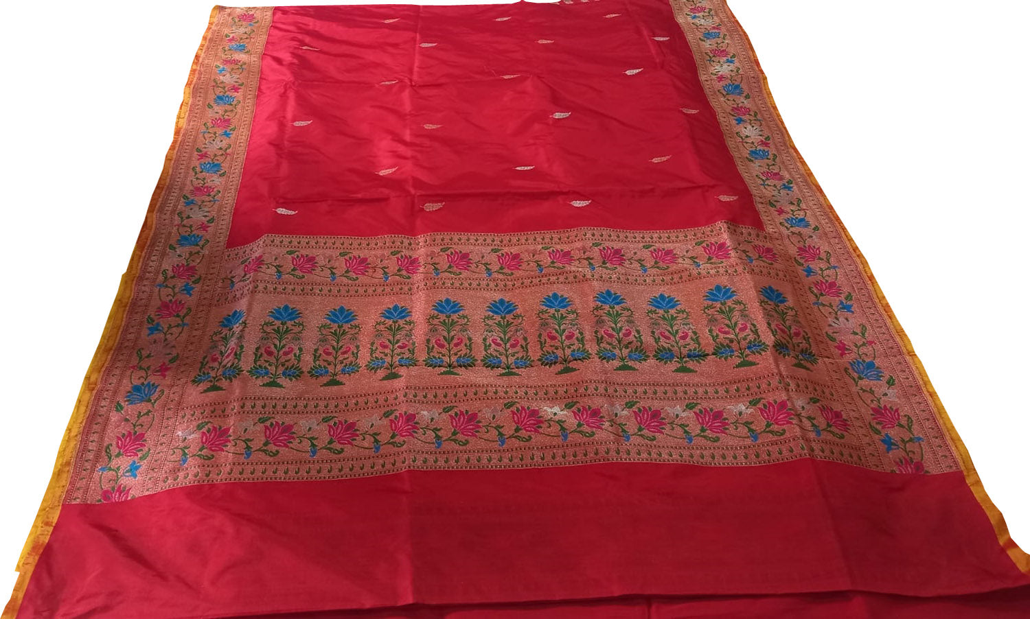 Pink Pure Katan Silk Banarasi Handloom Paithani Border Saree - Luxurion World