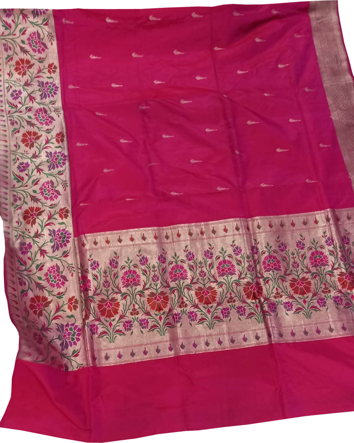 Pink Pure Katan Silk Banarasi Handloom Paithani Border Saree - Luxurion World