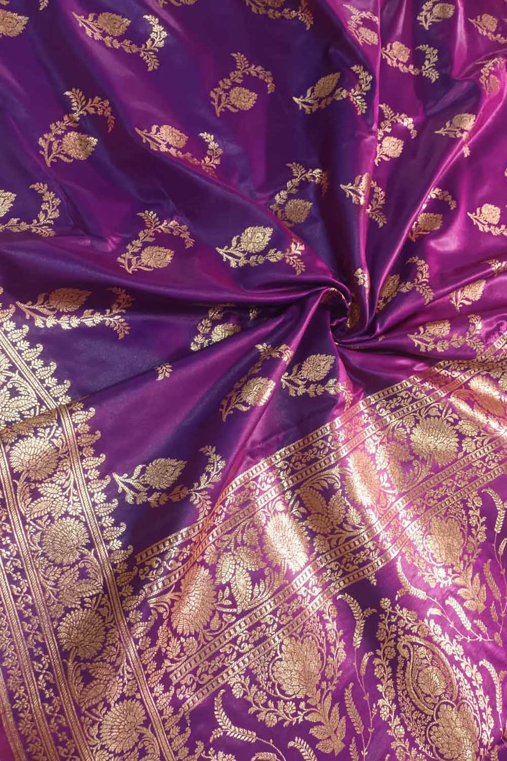 Exquisite Purple Banarasi Silk Saree - Luxurion World