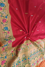 Exquisite Red Handloom Banarasi Pure Katan Silk Saree - Luxurion World